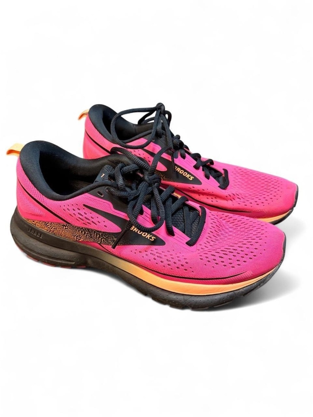 Brooks Trace 3 Running Shoes Women’s 9 Pink Glo Black Orange Sneakers